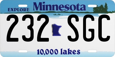 MN license plate 232SGC