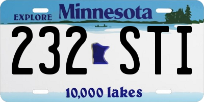 MN license plate 232STI
