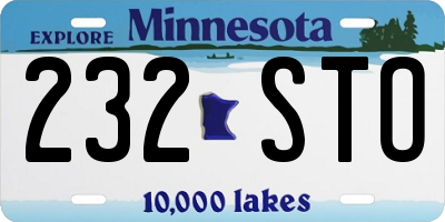 MN license plate 232STO