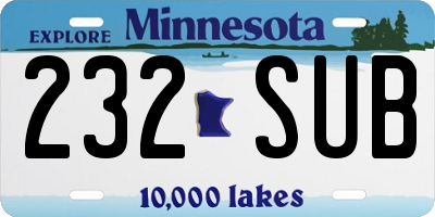 MN license plate 232SUB