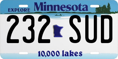MN license plate 232SUD