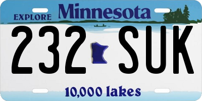 MN license plate 232SUK