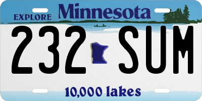 MN license plate 232SUM