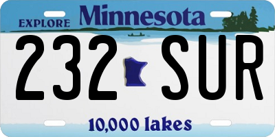 MN license plate 232SUR