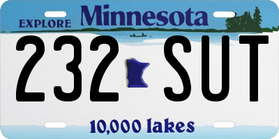 MN license plate 232SUT