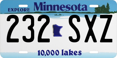 MN license plate 232SXZ