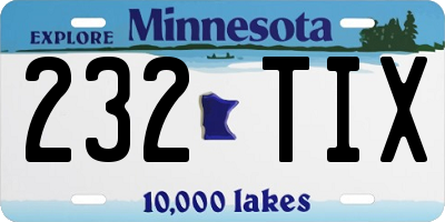 MN license plate 232TIX