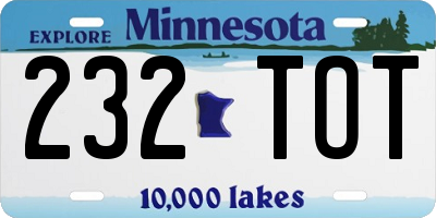 MN license plate 232TOT