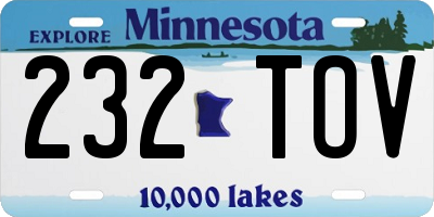 MN license plate 232TOV