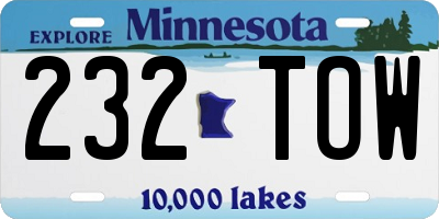 MN license plate 232TOW