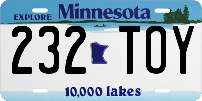 MN license plate 232TOY