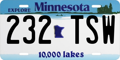 MN license plate 232TSW