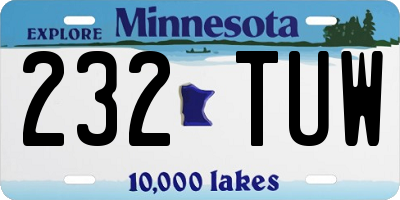 MN license plate 232TUW