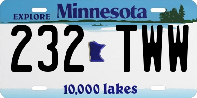 MN license plate 232TWW
