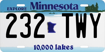 MN license plate 232TWY
