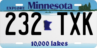MN license plate 232TXK