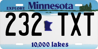 MN license plate 232TXT