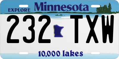 MN license plate 232TXW