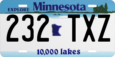 MN license plate 232TXZ