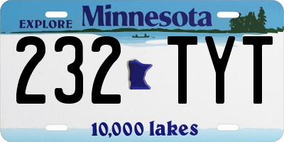 MN license plate 232TYT