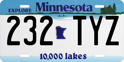 MN license plate 232TYZ
