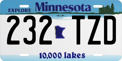 MN license plate 232TZD