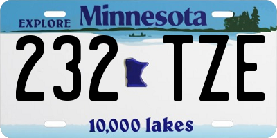 MN license plate 232TZE