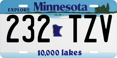 MN license plate 232TZV