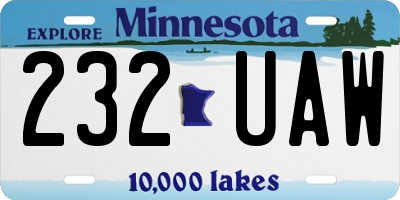 MN license plate 232UAW