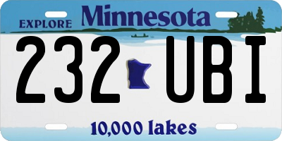 MN license plate 232UBI