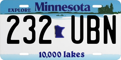 MN license plate 232UBN