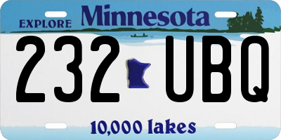 MN license plate 232UBQ