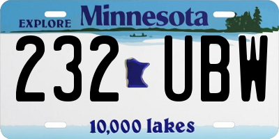 MN license plate 232UBW