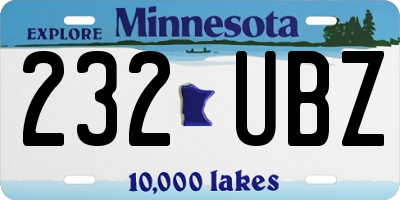 MN license plate 232UBZ