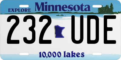 MN license plate 232UDE