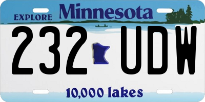 MN license plate 232UDW