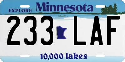 MN license plate 233LAF