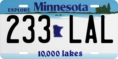 MN license plate 233LAL