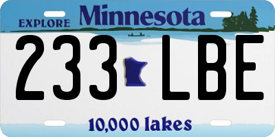 MN license plate 233LBE