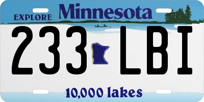 MN license plate 233LBI