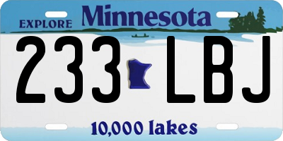 MN license plate 233LBJ