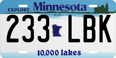 MN license plate 233LBK