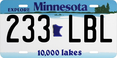 MN license plate 233LBL