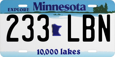 MN license plate 233LBN