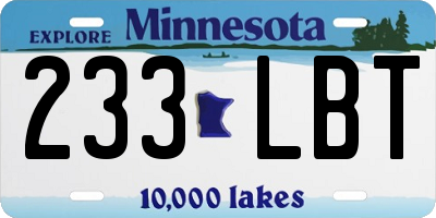 MN license plate 233LBT