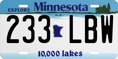 MN license plate 233LBW
