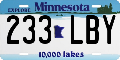 MN license plate 233LBY