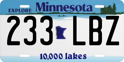 MN license plate 233LBZ