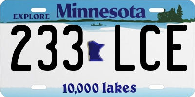 MN license plate 233LCE