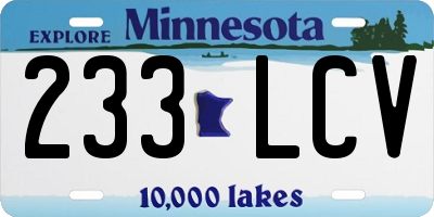 MN license plate 233LCV